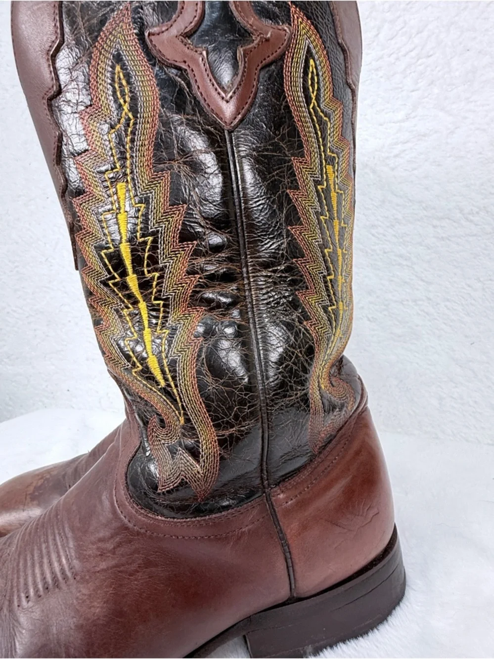 Rio Grande Cowboy Boots Brown Leather Western Roper Size 7.5 Western Cowboy